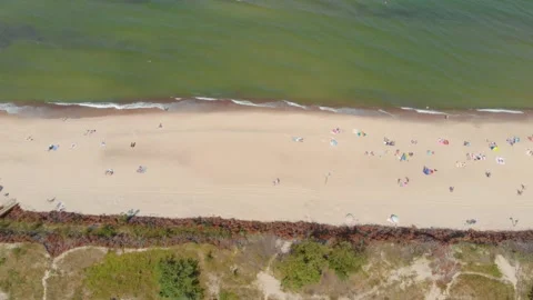Aerial View of Sandy Beach and Baltic Sea Coastline in Lithuania Stock Footage 321753955