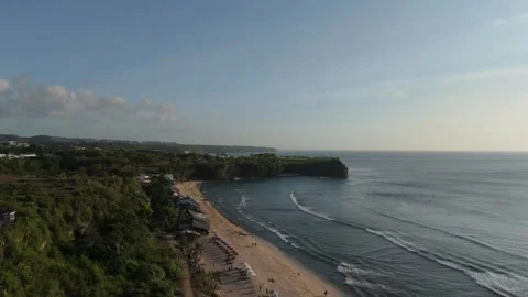Aerial View of Sandy Beach and Calm Ocean at Balangan Beach, Bali Video stock 337607041