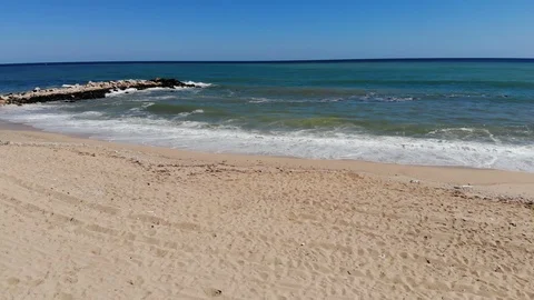 Aerial view of the sandy beach of the Black Sea, Turkey Stock Footage 102921563