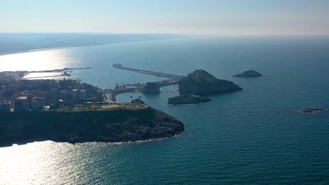 Aerial view of sandy beach of Black Sea near the town of Sile, Turkey 5 Stock Footage 126981689