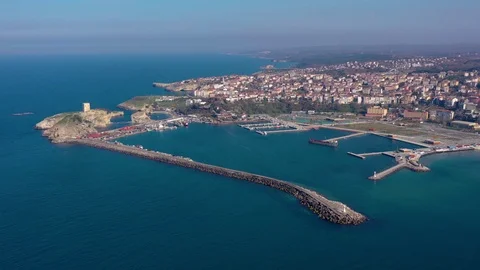 Aerial view of sandy beach of Black Sea near the town of Sile, Turkey 9 Stock Footage 126983640