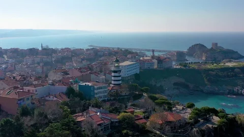 Aerial view of sandy beach of Black Sea near the town of Sile, Turkey 2 Stock Footage 127016773