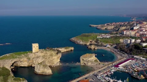 Aerial view of sandy beach of Black Sea near the town of Sile, Turkey 10 Stock Footage 127082700