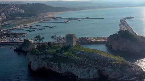 Aerial view of sandy beach of Black Sea near the town of Sile, Turkey 17 Stock Footage 127085613