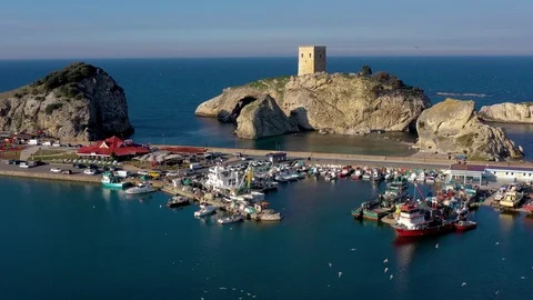 Aerial view of sandy beach of Black Sea near the town of Sile, Turkey 18 Stock Footage 127102740