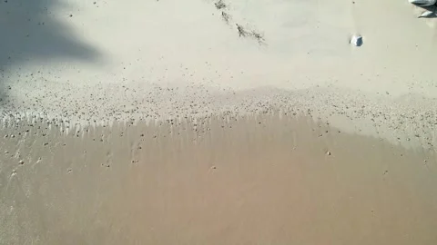 Aerial view of a sandy beach with a boat ramp The Concept of coastal tranqu.. Stock Footage 335762860