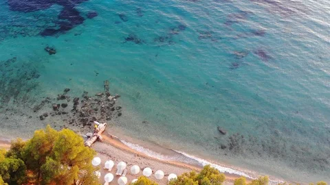 Aerial view of sandy beach Stock Footage 98418032