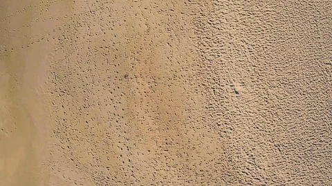 Aerial View Sandy Beach with Many Footprints, Portugal Stock Footage 72524144