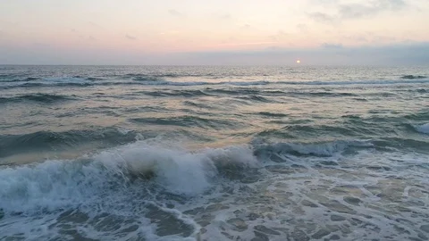 Aerial view of sandy beach at sunset Stock Footage 106624601