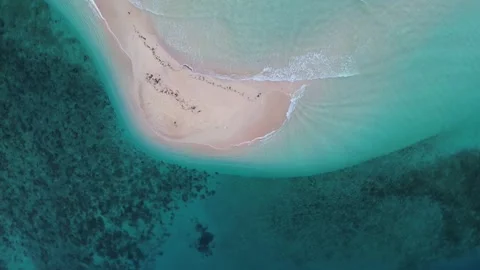 Aerial View of the Sandy Beach with Turquoise Water Stock-Footage 272469767