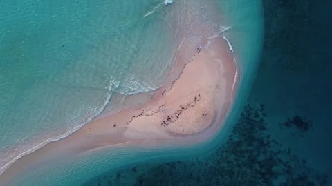 Aerial View of the Sandy Beach with Turquoise Water Stock-Footage 272470832