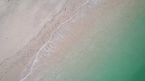 Aerial view of sandy beach with turquoise water The Concept of peace and tr.. Stock Footage 336096836