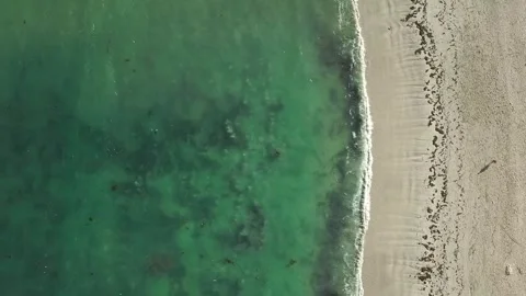 Aerial View of Sandy Coast and Clear Ocean Water, Lombok Stock Footage 344924531