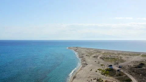 Aerial view of sandy coastline Video stock 132647729