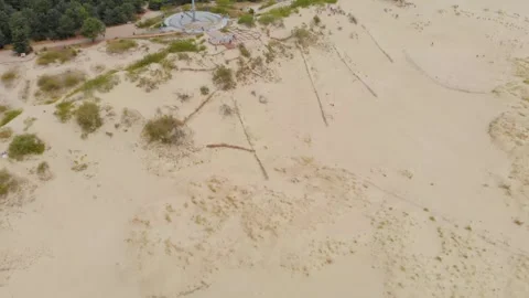 Aerial View of Sandy Dunes and Coastal Landscape in Lithuania Stock Footage 321755081