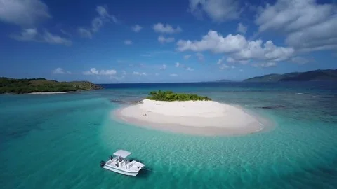 Aerial view of Sandy Spit, British Virgin Islands Stock Footage 69215934