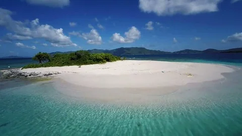 Aerial view of Sandy Spit, British Virgin Islands Stock Footage 69219784