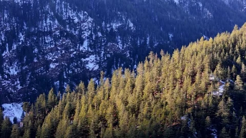 Aerial View of Sangla Valley Surrounded by Mountains with Green Forests Stock Footage 341115059