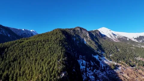 Aerial View of Sangla Valley Surrounded by Mountains with Green Forests Stock Footage 341115084