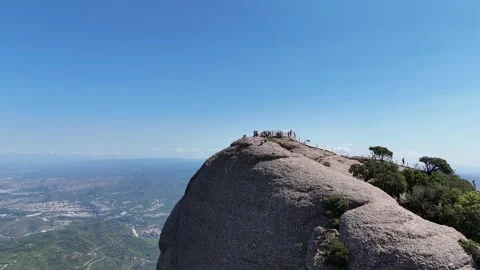 Aerial view of the Sant Jeroni peak at Montserrat mountains Video stock 325776838
