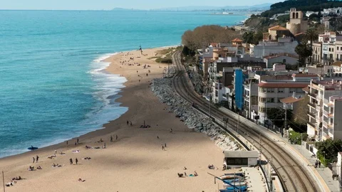 Aerial view of "Sant Pol de Mar".Time lapse. Stock Footage 88090550