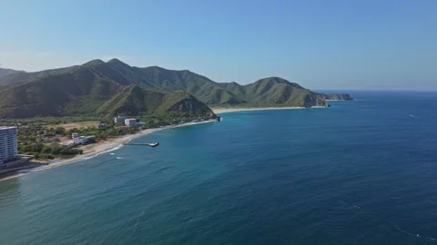 Aerial View of Santa Marta's Pristine Caribbean Coastline Stockbeeldmateriaal 332604493