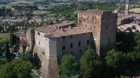 Aerial view of Santarcangelo di Romagna village. Emilia Romagna, Rimini 4 Stock-Footage 203942980