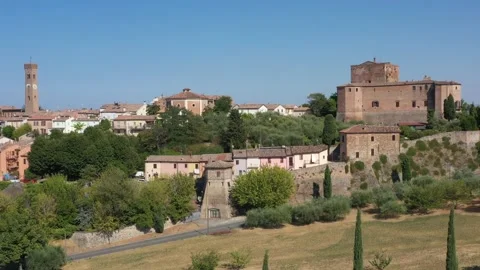 Aerial view of Santarcangelo di Romagna village. Emilia Romagna, Rimini 2 Vídeos de archivo 203943458