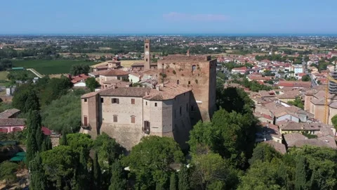 Aerial view of Santarcangelo di Romagna village. Emilia Romagna, Rimini 8 Video stock 203943494