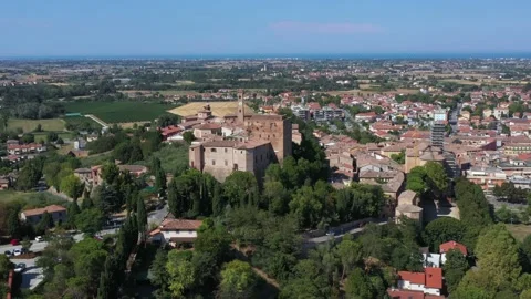 Aerial view of Santarcangelo di Romagna village. Emilia Romagna, Rimini 5 Stock-Footage 203943500