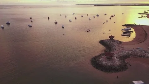 Aerial view sanur beach Vídeo Stock 84585252