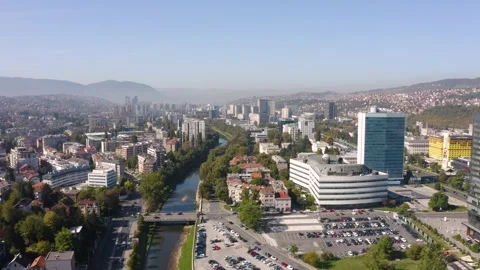 Aerial view of Sarajevo Stock Footage 255422423