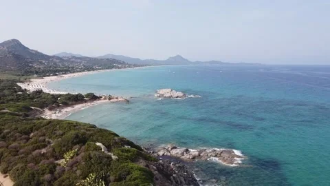 Aerial view of Sardinian beach Stock Footage 138303424