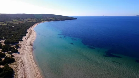 Aerial view of sardinian sea's landscape with drone Stock Footage