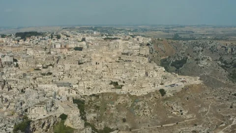 Aerial View of  Sassi of Matera in Basilicata, Italy 4K Stock Footage 162910293