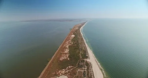 Aerial view of Sasyk also called Kunduk lake in Ukraine near Kiliya and Black Stock Footage 105040181