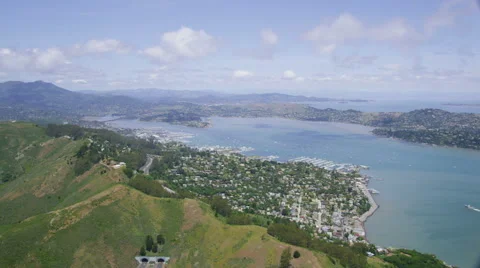 Aerial view of Sausalito in San Francisco City Bay area Stock Footage