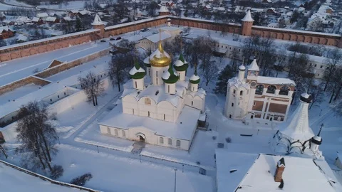 Aerial view of Savior Euthymius monastery in Suzdal Russia Stock Footage 101066670