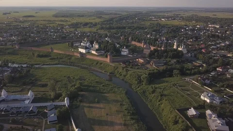 Aerial view on Saviour Monastery of Saint Euthymius in Suzdal, Vladimir oblast Stock Footage 94037029