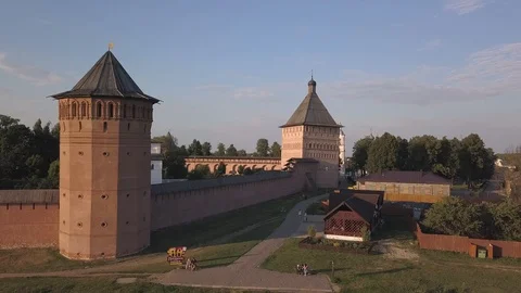 Aerial view on Saviour Monastery of Saint Euthymius in Suzdal, Vladimir oblast Vidéo 94040144