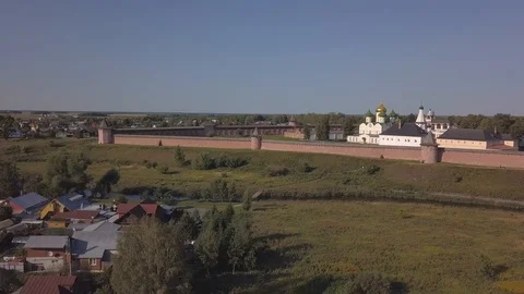 Aerial view on Saviour Monastery of Saint Euthymius in Suzdal, Vladimir oblast Stock Footage 94582939