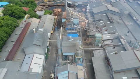 Aerial view of sawmill processing logs in probolinggo indonesia Stock Footage 328918906