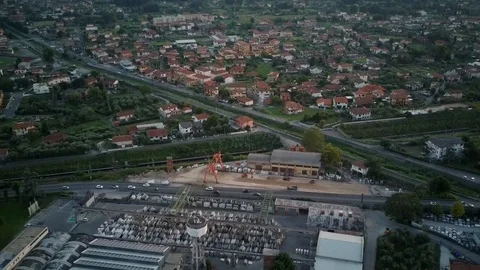 Aerial view of a sawmill square Stock Footage 116894231