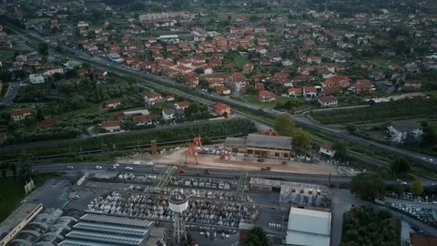 Aerial view of a sawmill square Stock Footage 116894237