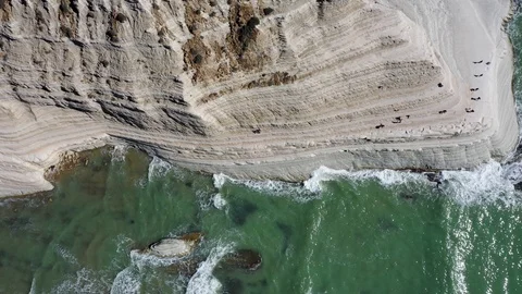 Aerial view of Scala dei Turchi with a sunny day. Island of sicily Italy Stock Footage 121642053
