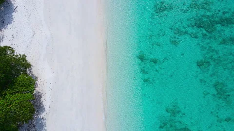 Aerial view scene of top view beach and seawater on sandy beach in summer.  Stock Footage 204920019