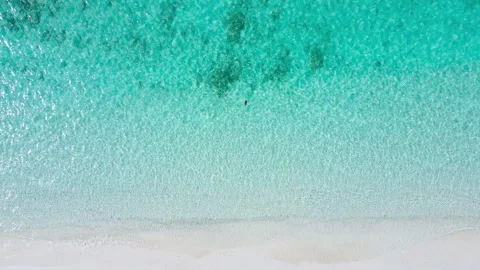 Aerial view scene of top view beach and seawater on sandy beach in summer.  Stock Footage 204922565