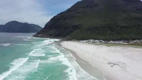 Aerial view of scenery ocean waves on the beach at Cape Town 스톡 동영상 156544916