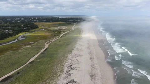 Aerial View of a Scenic Cape Cod Beach Stock Footage 316690617