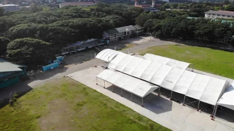 Aerial view of a School Stock Footage 138562893